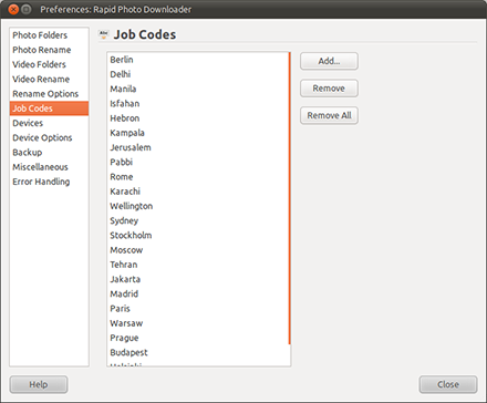 Job Code Preferences