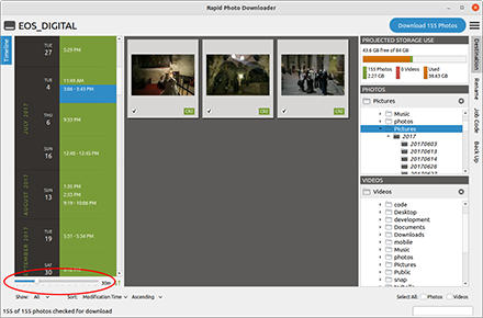 The slider is used to set the Timeline's time setting